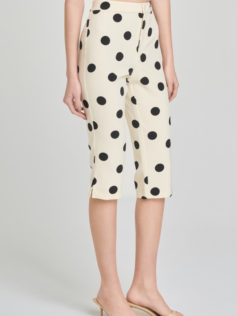 Nordstrom Cream Wide-Crop Polka Dot Pants